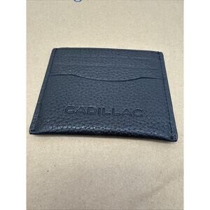 Cadillac Black Pebbled Card Holder Wallet Slim Credit Card Case Minimalist NEW